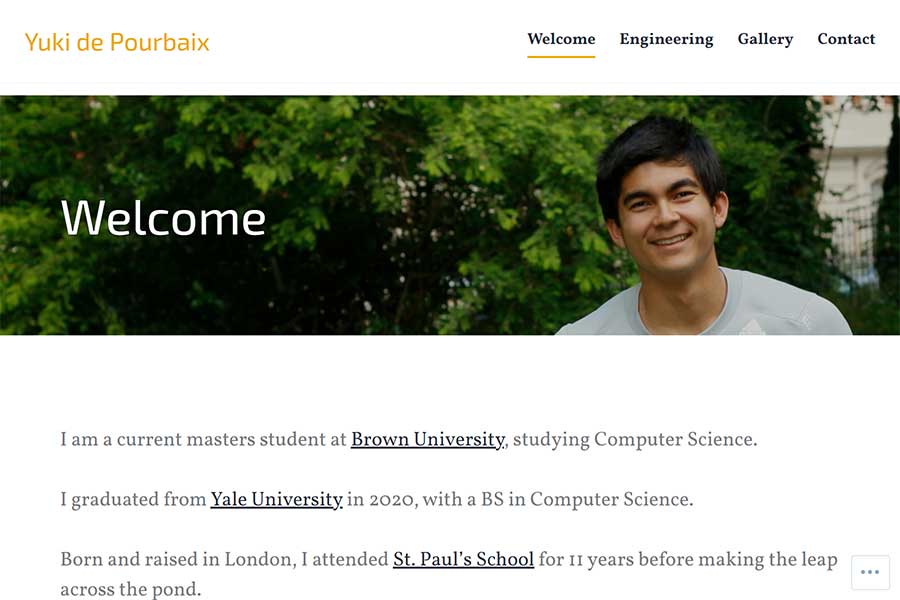 Yuki portfolio site on WordPress.