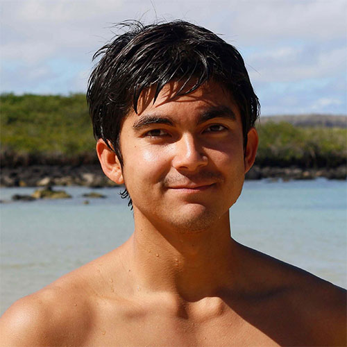 Yuki at 20 in the Galapagos.