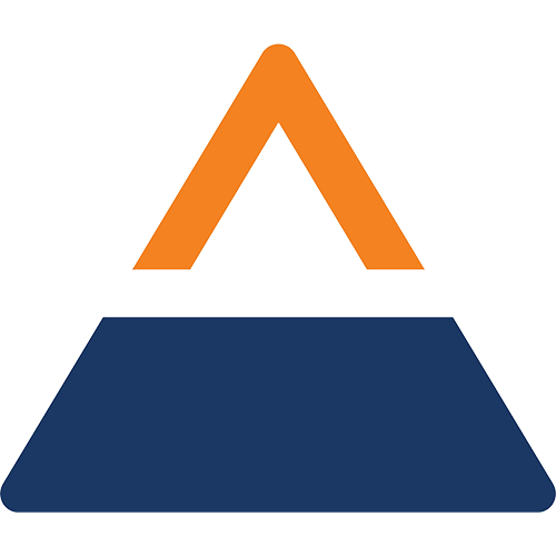 Mountain with blue base and orange tip.